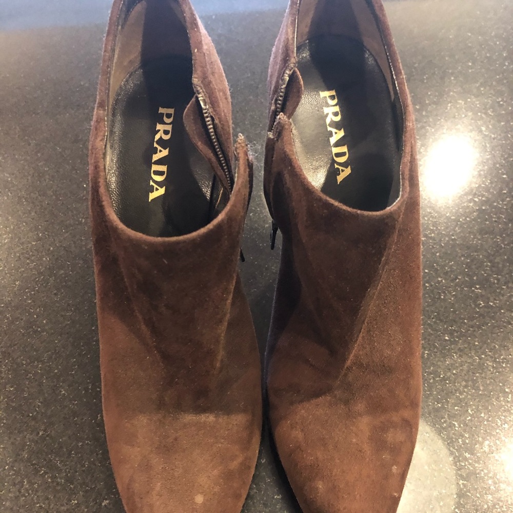 Prada brown suede booties